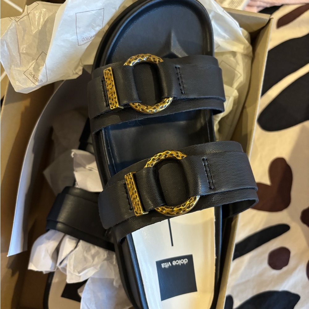 Dolce Vita Black Textured Sandals